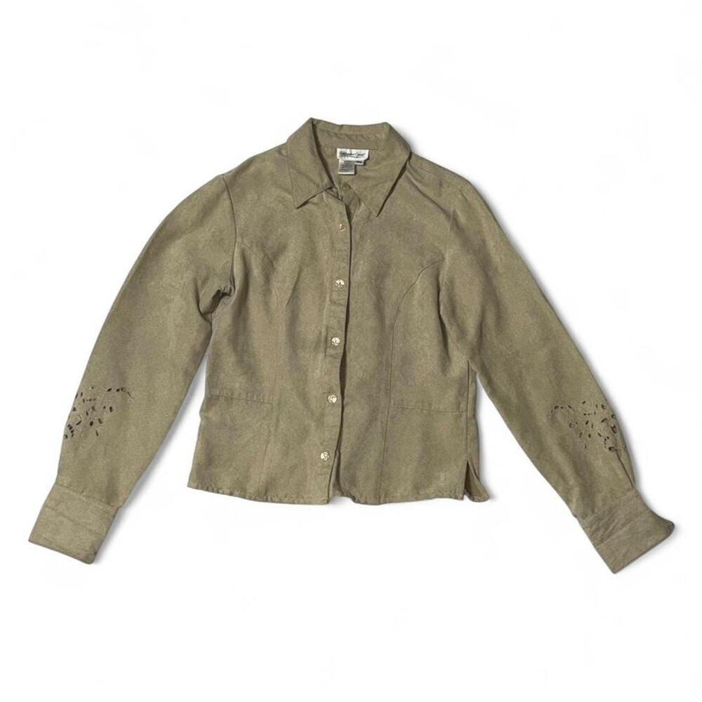 Vintage Y2K Coldwater Creek Faux Suede Embroidered Jacket - Small